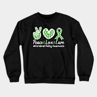 Cerebral Palsy Awareness Leopard Peace Love Cure Crewneck Sweatshirt